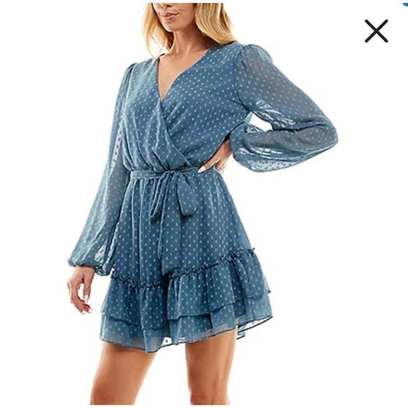 NWT B Smart Blue Long Sleeve Dress Size 9 - Picture 1 of 8